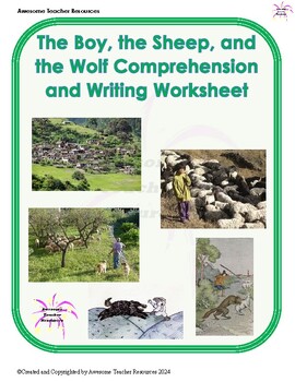 Preview of The Boy, the Sheep, and the Wolf Comprehension and Essay Response Worksheet