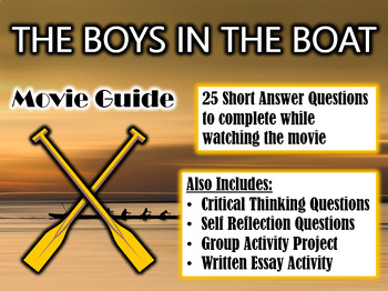 Preview of The Boys in the Boat Movie Guide (2023) - Movie Questions with Extra Activities