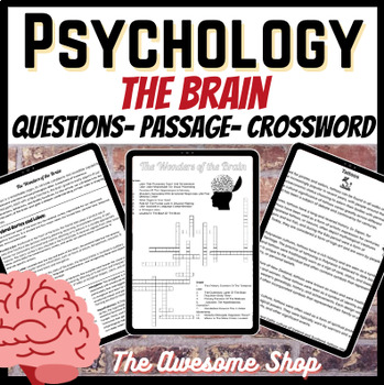 Preview of The Brain Areas & Functions Comprehension, Questions & Crossword for Psychology