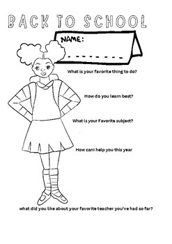 Back to School and Getting to know you Coloring Sheet by Vanessa Jones