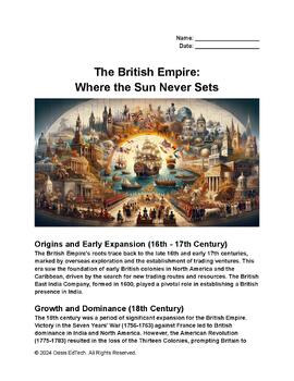 Preview of The British Empire:  Where the Sun Never Sets Worksheet