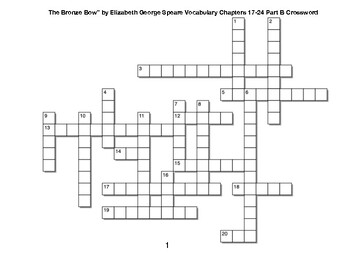 The Bronze Bow Vocabulary Chapters 17 24 Crossword Part B by BAC Education