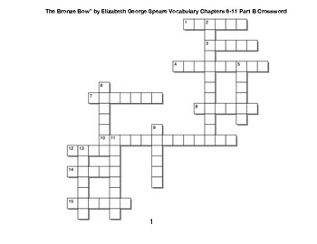 The Bronze Bow Vocabulary Chapters 6 11 Crossword Part B by BAC Education