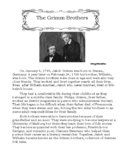 The Brothers Grimm Biography Reading Comprehension Workshe