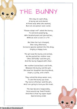 Preview of The Bunny Poem - Rhyming Word Practice!