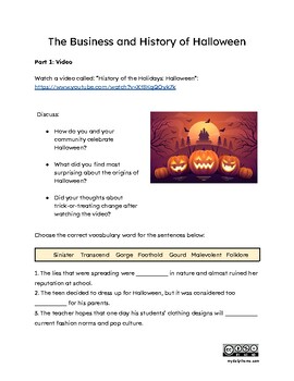 the history of halloween worksheet pdf