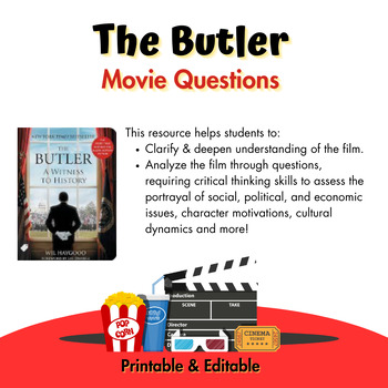 Preview of The Butler Movie Questions (Grades 6-12)