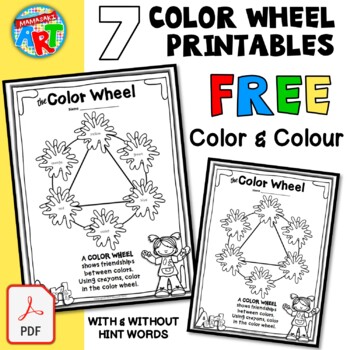 Preview of The COLOR (COLOUR) Wheel for Younger Artists FREE Printables