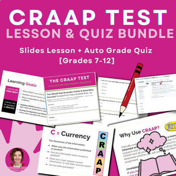 Preview of The CRAAP Test BUNDLE (Evaluate Sources) | Lesson, Handout, & Auto-Graded Quiz