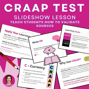 Preview of The CRAAP Test Lesson | Slideshow for Teaching Students How to Evaluate Sources