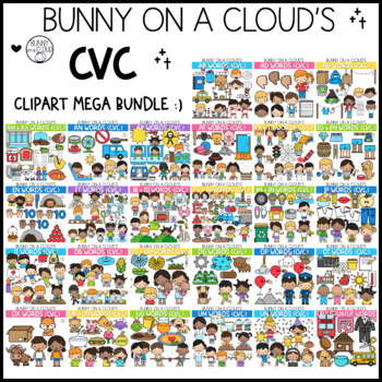 Preview of The CVC Short Vowel Clipart Bundle by Bunny On A Cloud