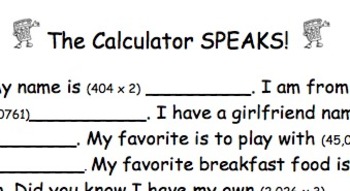 Preview of "The Calculator SPEAKS!" Introductory Calculator Activity