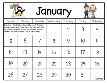 The Calendar Game Days of the week by Kathy Law TPT