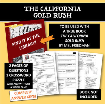 Preview of The California Gold Rush - A TRUE BOOK - Questions and Crossword Puzzle
