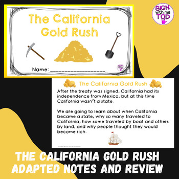 Preview of The California Gold Rush Adapted Notes and Review