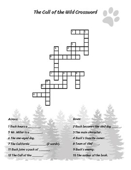The Call of the Wild Crossword Puzzle by Sarah English TPT