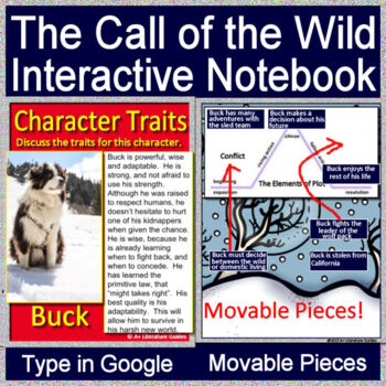 Preview of The Call of the Wild Characters & Story Elements Digital Notebook Google Slides