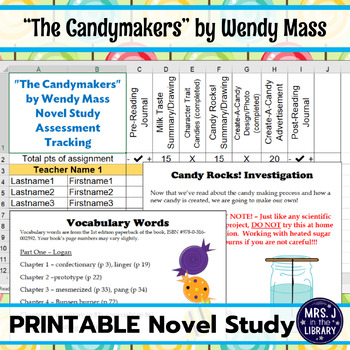 Preview of The Candymakers by Wendy Mass Novel Study [Printable]