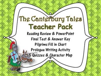 Preview of The Canterbury Tales Pack: Powerpoint, Printables, Assessments & Key, Guide