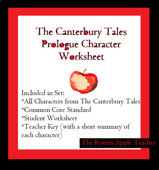Preview of The Canterbury Tales Prologue Character Worksheet