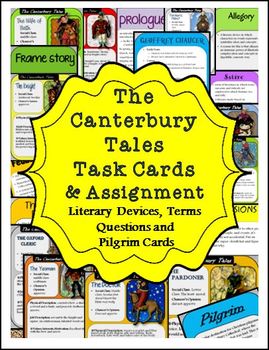 Preview of The Canterbury Tales Task Cards and Student Assignment