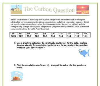 Preview of The Carbon Question: A Correlation and Regression Project