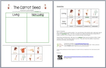 The Carrot Seed - Living vs. Non Living Sorting Activity | TpT