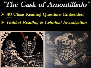 Preview of The Cask of Amontillado *40 Guided Reading Questions with Criminal Investigation