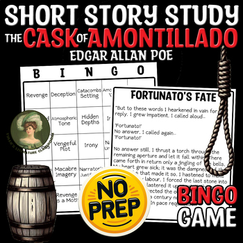 Preview of The Cask of Amontillado Bingo Game of Poe Sub Plan CCSS