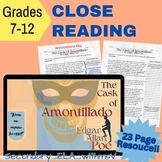 The Cask of Amontillado Close Reading Resource grades 7-12