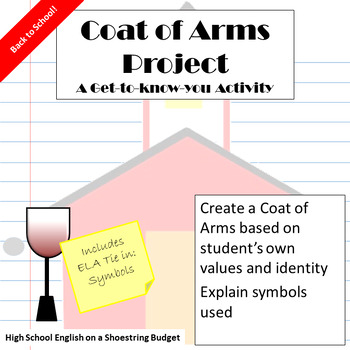 Preview of Back to School ELA Activity Coat of Arms + Cask of Amontillado (Edgar Allan Poe)