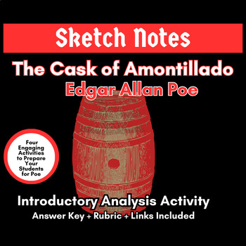 Preview of The Cask of Amontillado - Edgar Allan Poe - Sketch Notes - Listening Activity