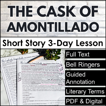 Preview of The Cask of Amontillado by Edgar Allan Poe Activities, Annotation, & Lesson Plan