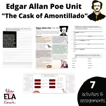 Preview of "The Cask of Amontillado" - Edgar Allan Poe Unit