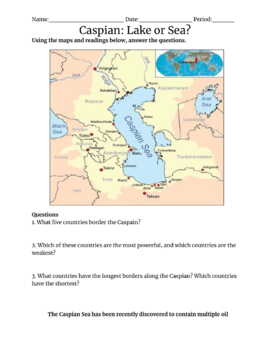Preview of The Caspian: Lake or Sea Activity (Southwest and Central Asia) Key Included