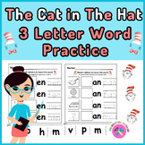 The Cat In The Hat CVC 3 letter word practice worksheets