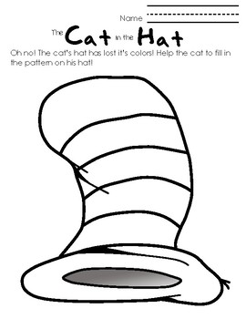 The Cat in the Hat coloring by Learning Fun for early elementary