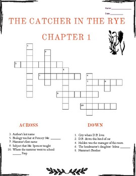The Catcher in the Rye Crossword Puzzle: Ch 1 by Procrastinator Educator