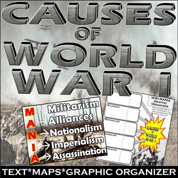 Preview of The Causes of World War I: MANIA (Text*Maps*Graphic Organizer)