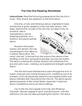 The Cha Cha Reading Worksheet Editable by Rods Stage and Study
