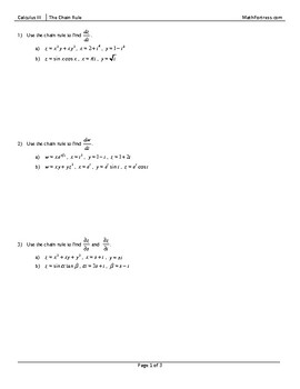 Preview of The Chain Rule Worksheet