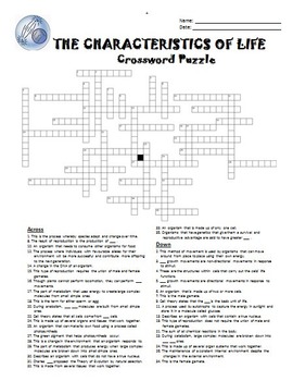 The Characteristics of Life Crossword {Editable} by Tangstar Science