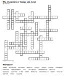 The Characters of Romeo and Juliet crossword