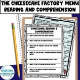 The Cheesecake Factory Menu Functional Reading and Compreh