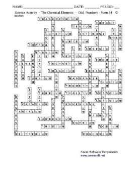The Chemical Elements Odd Atomic Numbers Crossword with Word Bank # 14