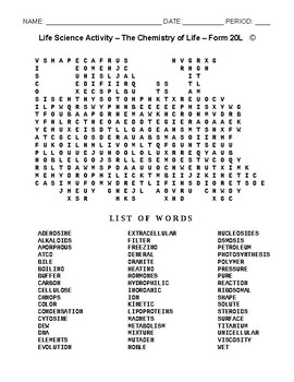science chemistry word search teaching resources tpt