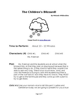 Preview of The Children's Blizzard! - The Blizzard of 1888 Small Group Reader's Theater