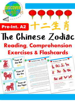 Preview of The Chinese Zodiac - ESL Reading Comprehension and Flash Cards