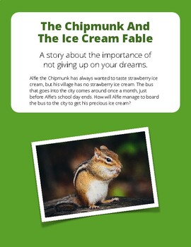 Preview of The Chipmunk And The Ice Cream Fable
