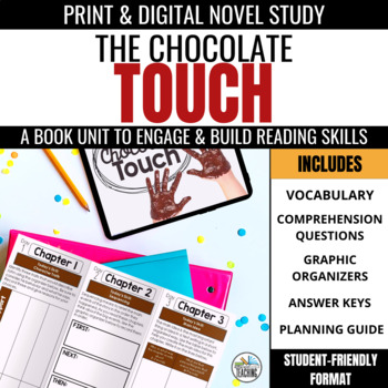 Preview of The Chocolate Touch Novel Study: Comprehension Questions & Vocabulary Activities
